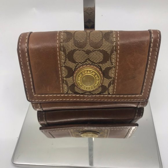 Coach Handbags - COACH Leather Brown Tri Fold Wallet